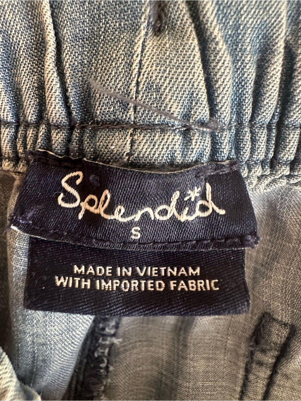 Splendid Pants Wide Lt Blue Chambray Lyocell Drawstring Elastic Waist Pockets - Picture 2 of 7